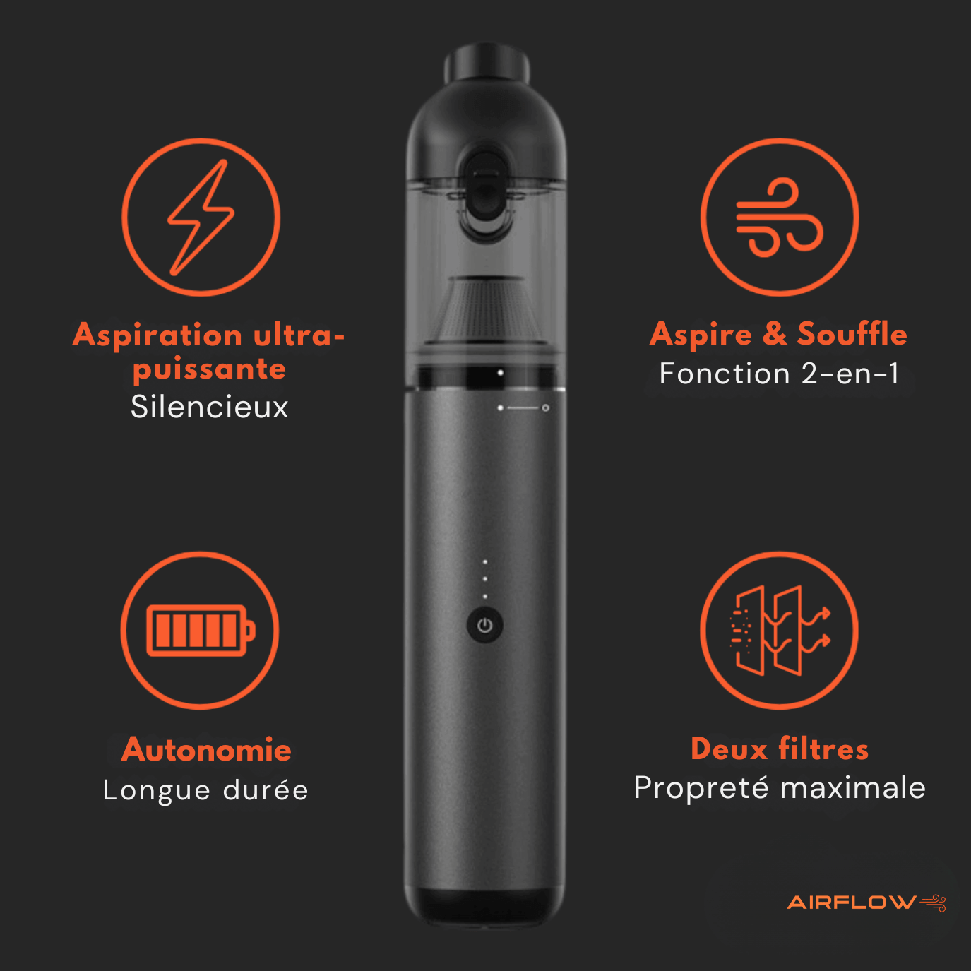 AirFlow™ -  L’aspirateur à main sans fil innovant pour voiture